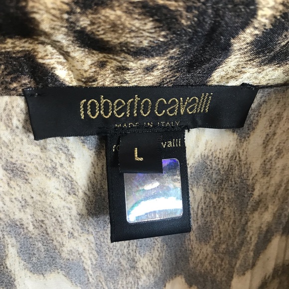 Roberto Cavalli Animal Print 100% Silk Blouse - Picture 7 of 8